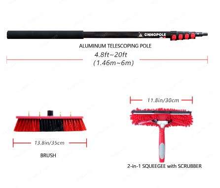 6Meter Water Fed Pole Brush with Squeegee Solar Panel/Window Cleaning Kit