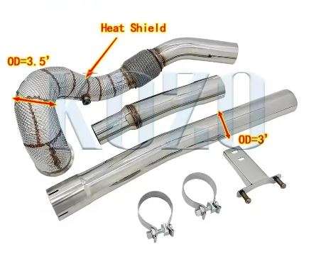 Downpipe Exhaust Pipe Kit for Audi A3/S3 2.0 Turbo and MK7/7.5 Golf R Quattro with Heat Shielding...
