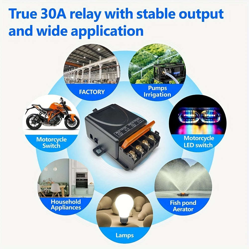 DC 12V/24V/48V/72V 30A Wireless Remote Control Switch RF 433Mhz (10007901)