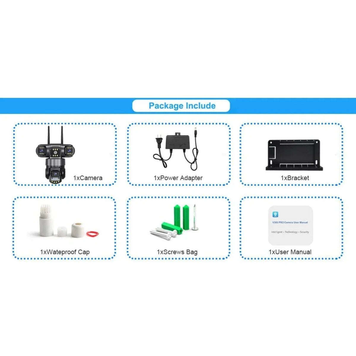 Andowl G3000 WiFi PTZ IP 8K 12MP Security Camera with Triple Lens, Triple Screen, Motion Detectio...