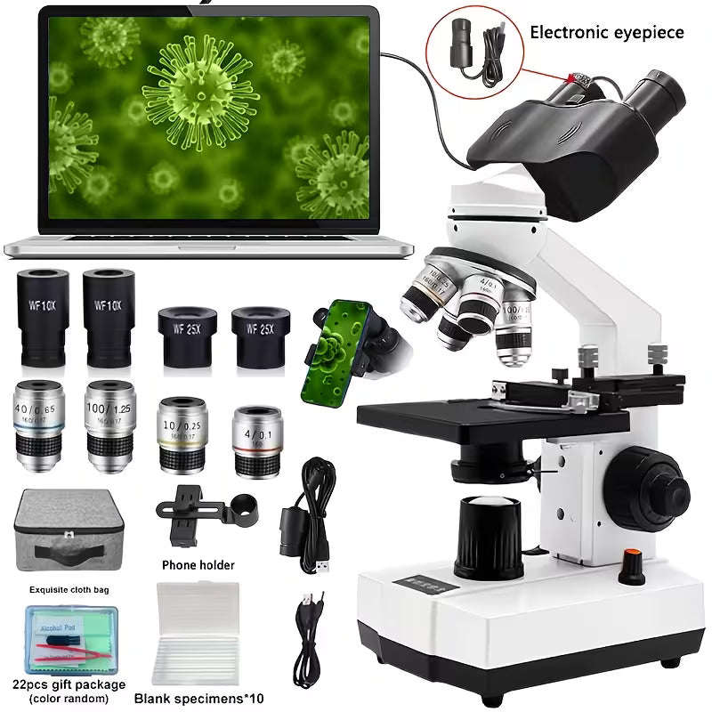 Professional Biomedical Compound Microscope 40X-2500X Magnification (10000808)