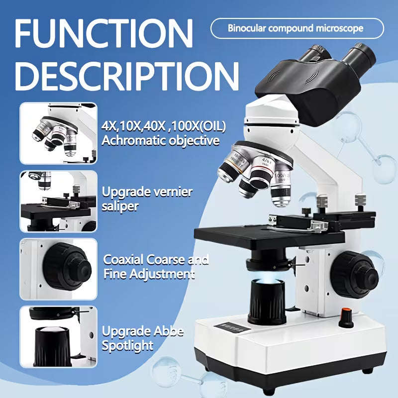 Professional Biomedical Compound Microscope 40X-2500X Magnification (10000808)