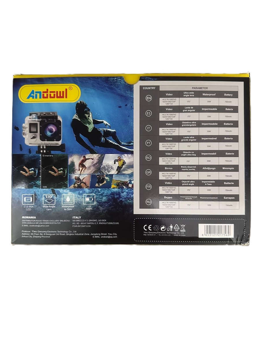 Andowl QY-07K 4K WIFI HD Waterproof Sport Action Camera (10007803)