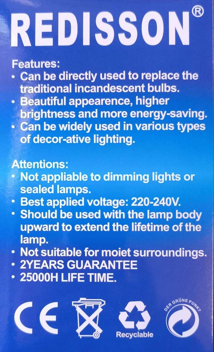 REDISSON 220v AC 40Watt E27 (Screw Type) 6500K Cool White LED Bulb