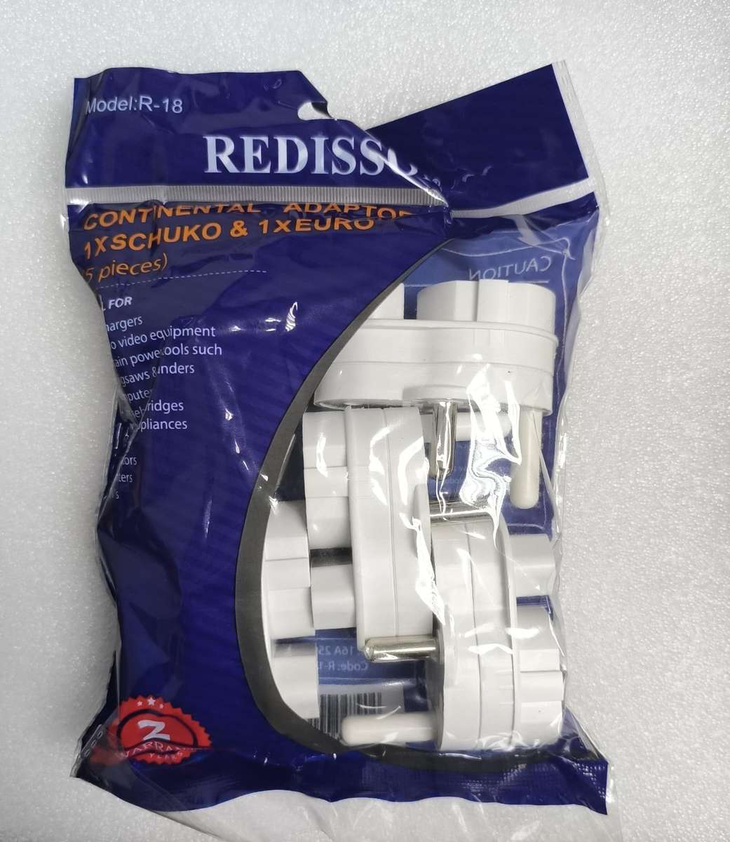5Pc Pack REDISSON R-18 Continental 220v Schuko and Euro Multi-Plug Adapter (B10007703)