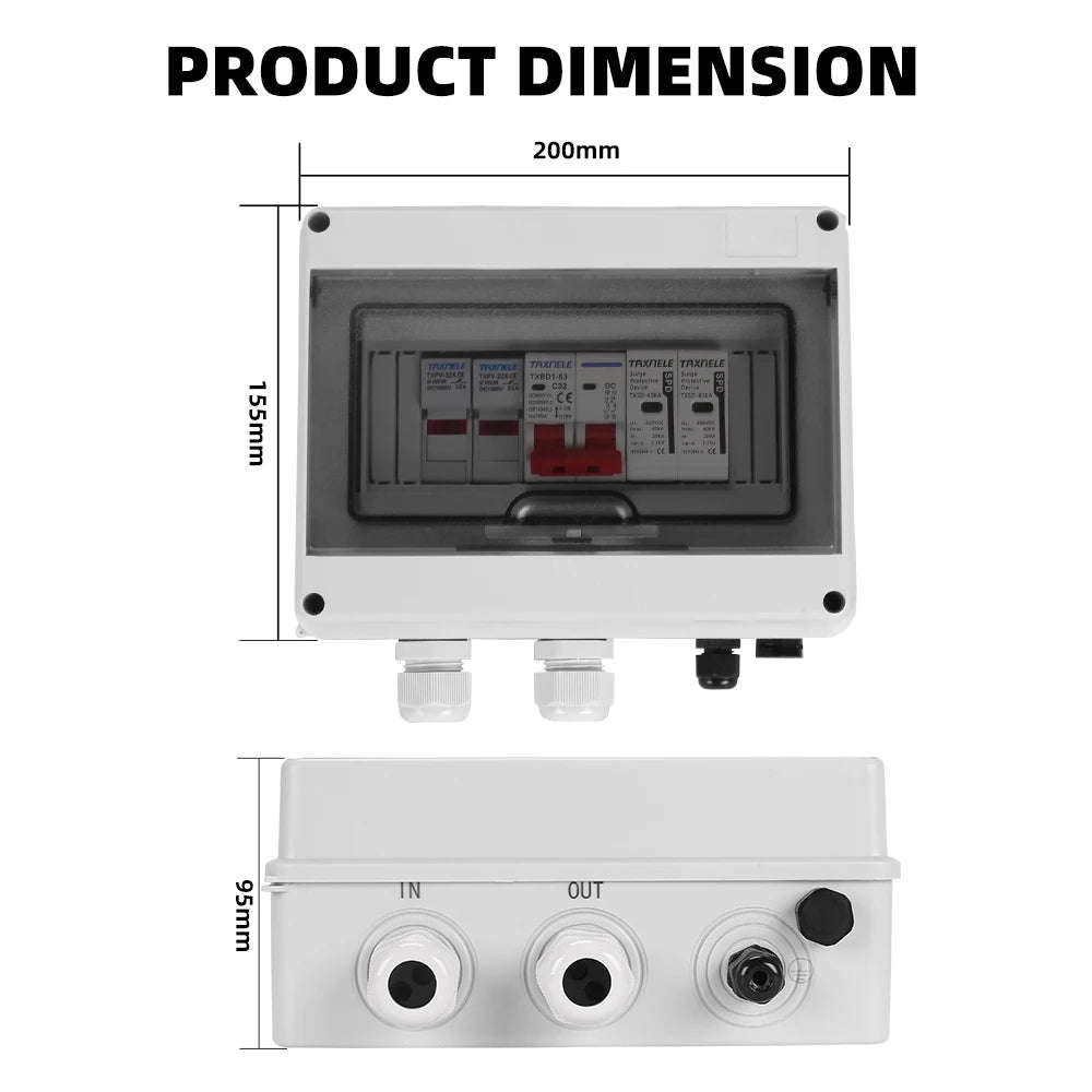 Solar photovoltaic PV DC Combiner Box Surge Lightning Protection 1 input 1 out DC 600V (10007746)