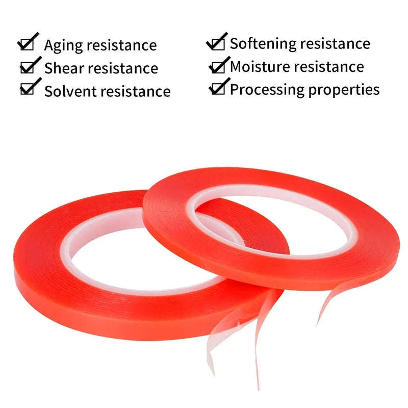 5m Double Sided Heat Resistant High Adhesion Transparent Adhesive Tape