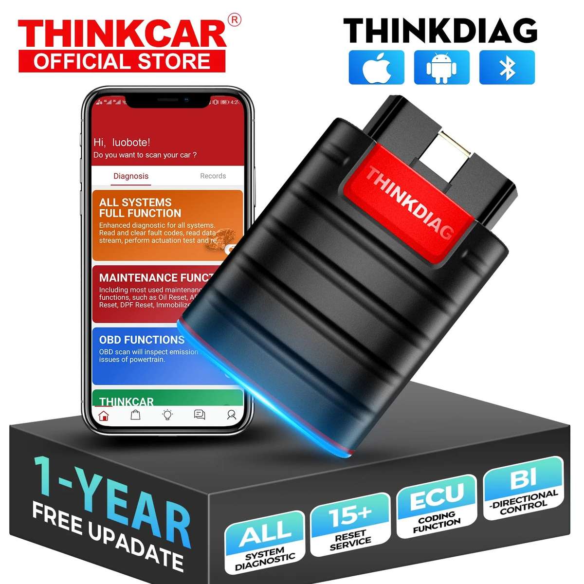 THINKCAR Thinkdiag Hot Version Full System All Car 15 Reset Service OBD2 Diagnostic Tool (10009013)