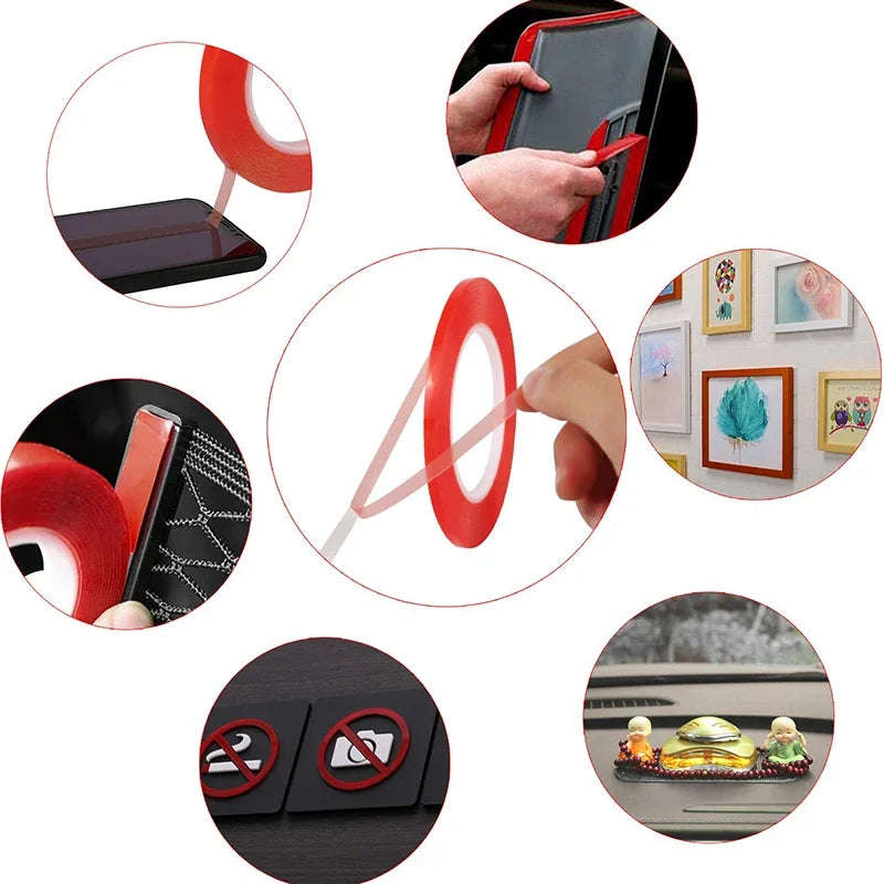 5m Double Sided Heat Resistant High Adhesion Transparent Adhesive Tape