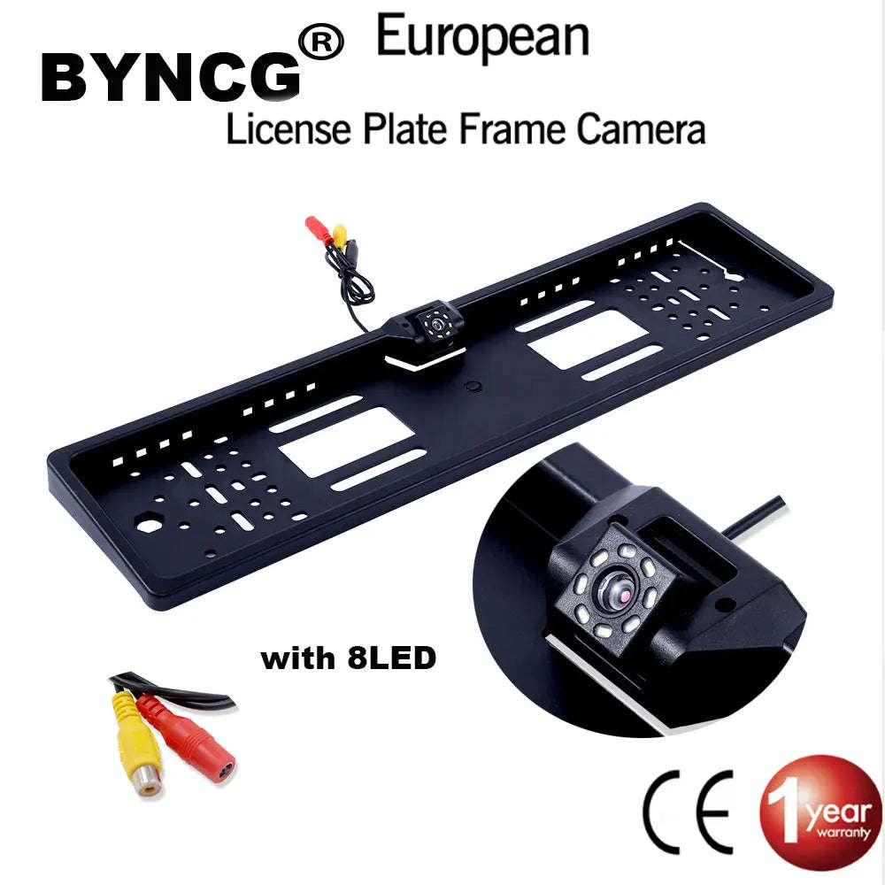 Car Rear View Camera EU European License Plate Frame Waterproof Night Vision 8 LED light (10005069)