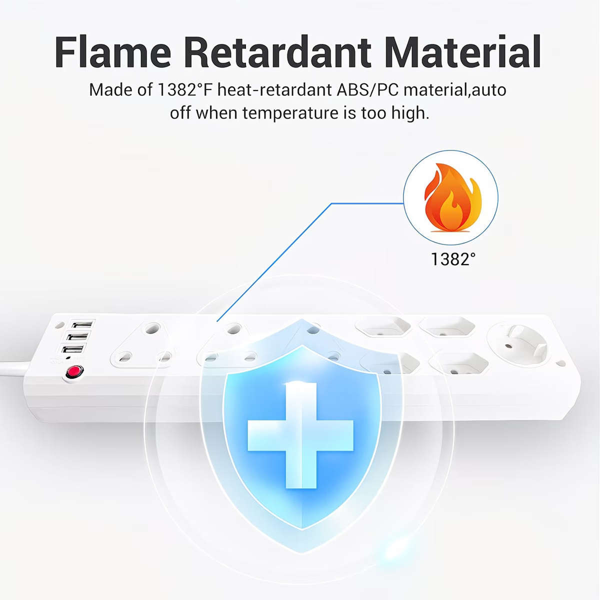 Redisson 11 Way Multi-Plug: 3x16Amp 5x5Amp 220v + 3x 2.1Amp USB Ports Power Strip (10006732)