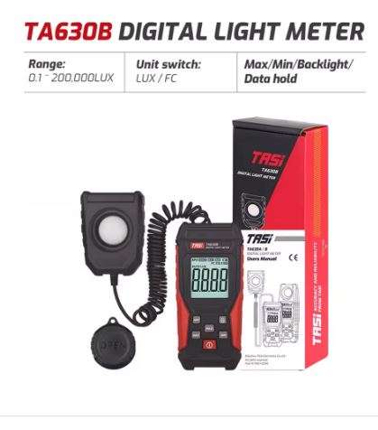 TA630B Digital Light Meter Illuminance Lux Meter with Backlight LCD Display 0.1~200000LUX/0.01~20...