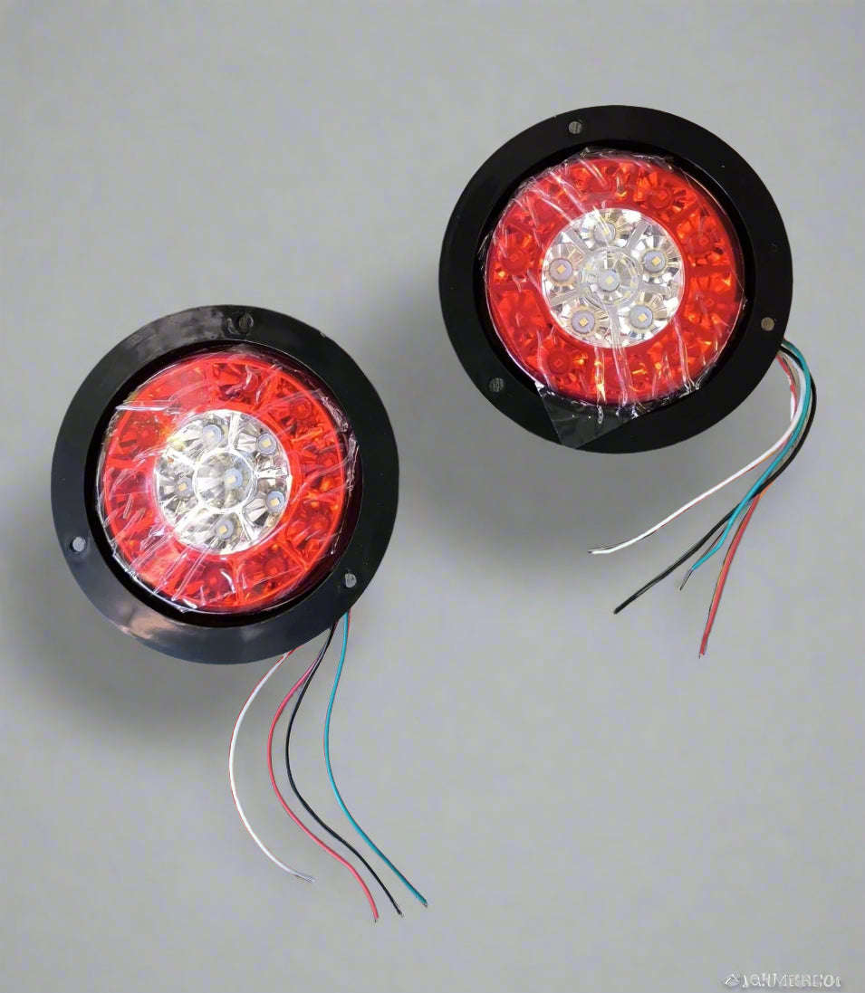 2Pcs 16LED Rear Tail Stop Light RED+White 12/24v Waterproof IP65 for Trailers/Trucks (10007607)