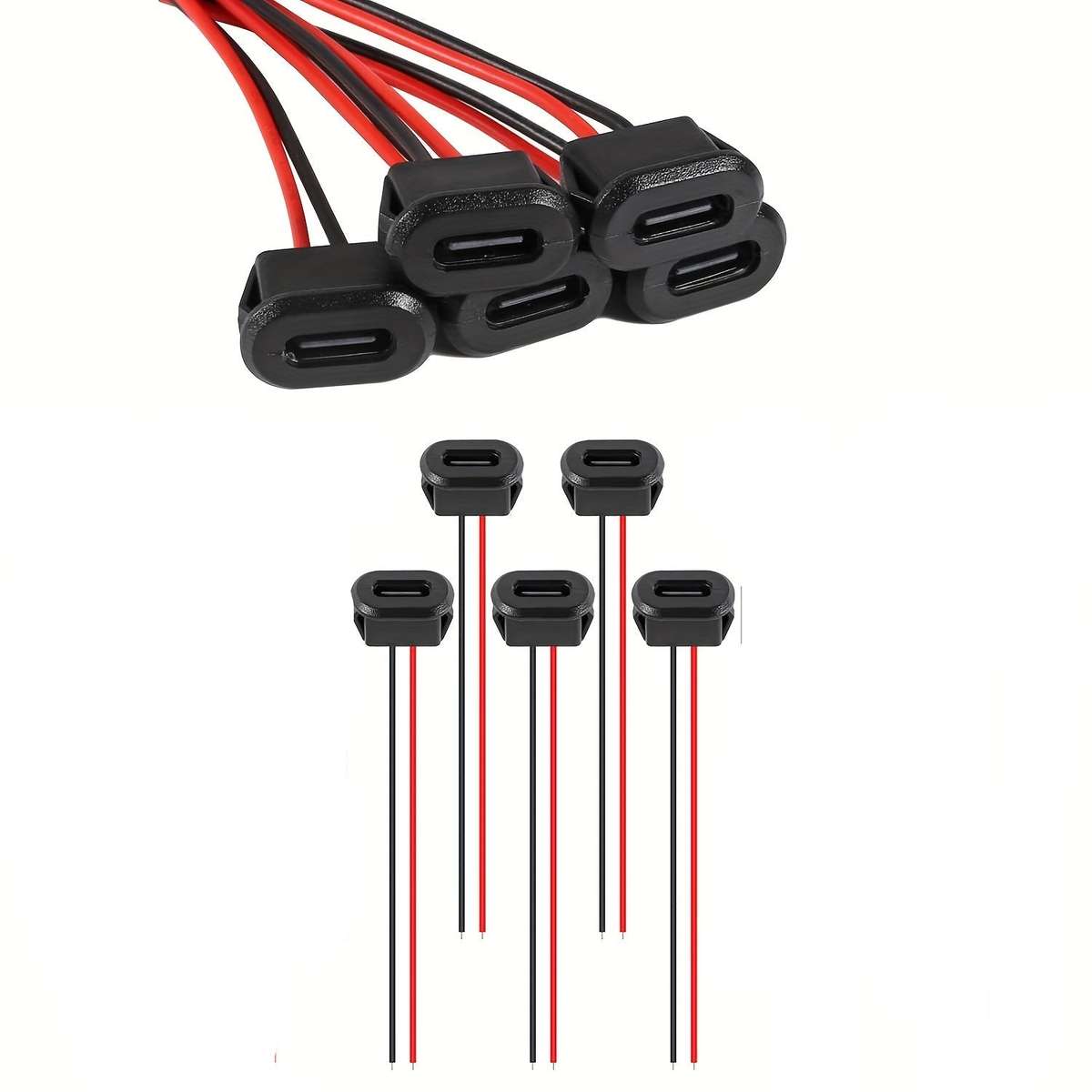 5pcs Type-C Female Chassis 2P Solder Wire Adapters (10008389)