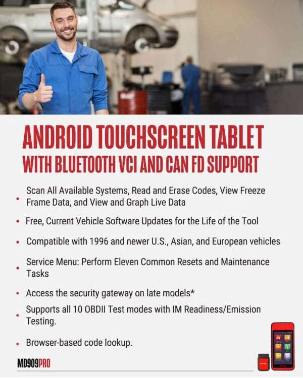 Autel MaxiDiag MD909 Pro Advanced All-Systems Diagnostic Tablet | Wireless + Free Lifetime Softwa...
