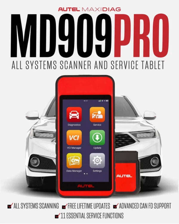 Autel MaxiDiag MD909 Pro Advanced All-Systems Diagnostic Tablet | Wireless + Free Lifetime Softwa...