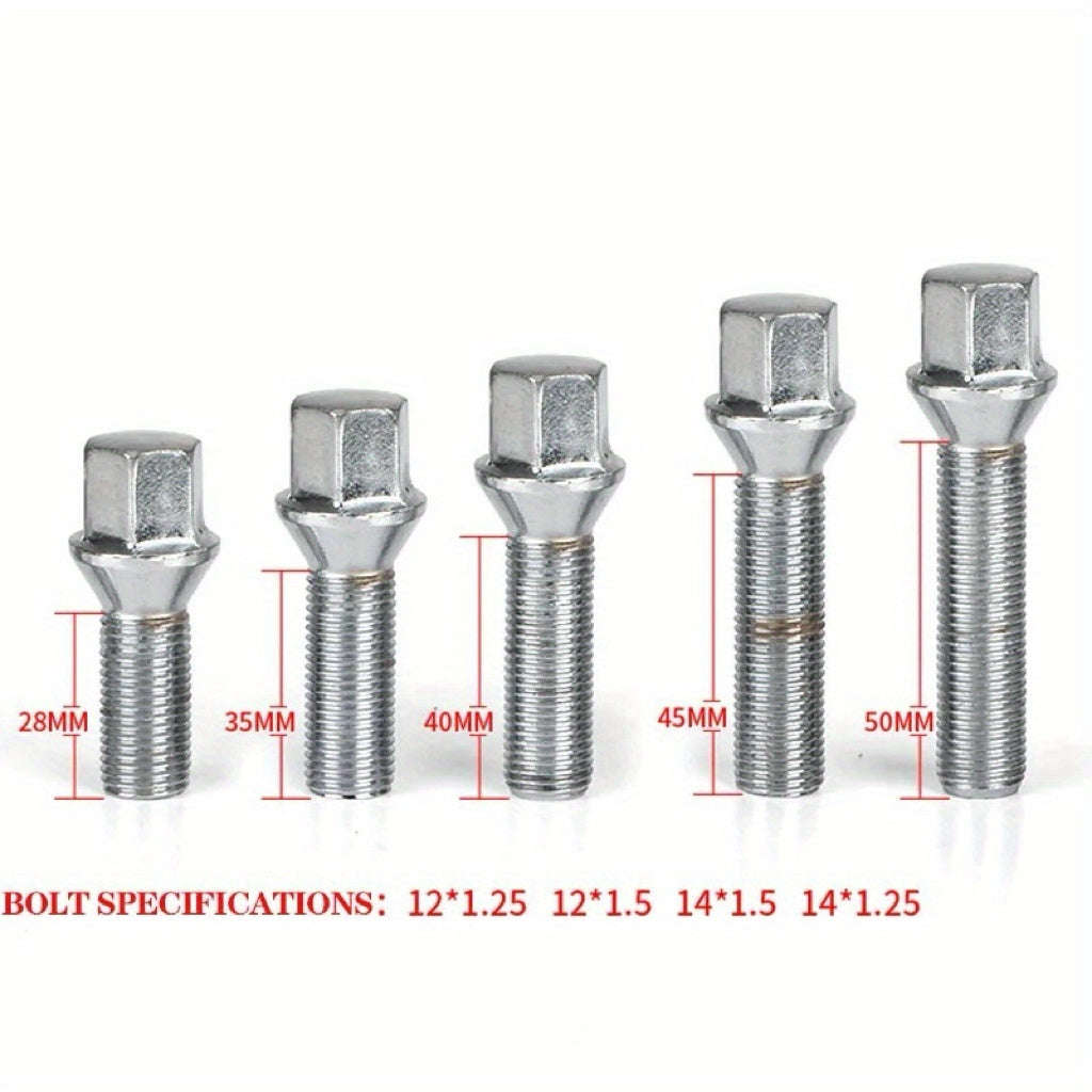 5pcs 40mm M14x1.5 Silver Wheel hub Spacer extended Bolts (10009017)