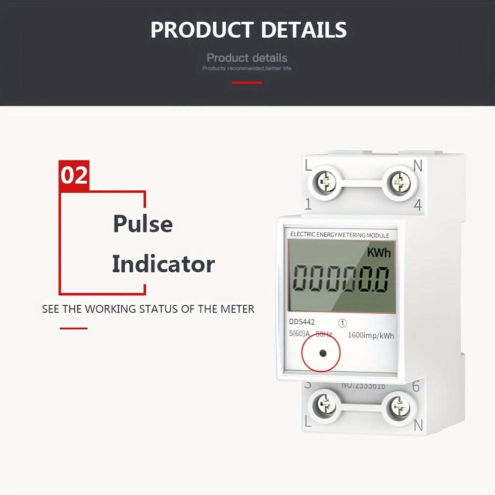 Mutifunction 60Amp  Household Electricity Meter LCD Electricity Meter Single-phase 220v