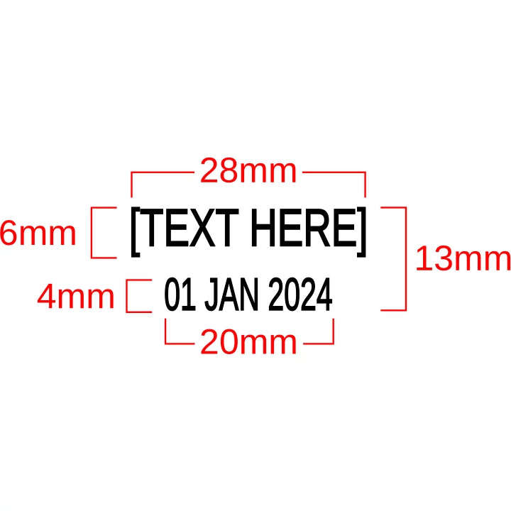 Custom Text + Dater Rubber Stamp  Self-inking - Black
