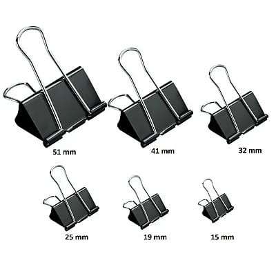 19mm Foldback Binder Clips - 12 Pcs