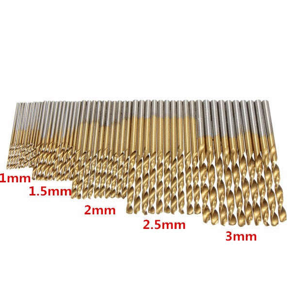 *LOCAL STOCK* 50PCS 1/1.5/2/2.5/3mm Titanium Coated HSS Steel Drill Bit Set