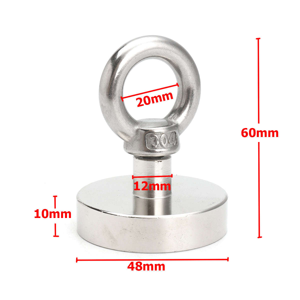 Eyebolt 48mm x 60mm Metal Detector Ring Neodymium Magnet