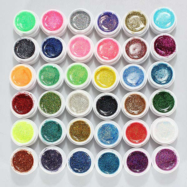 36 Glitter Color UV Nail Gel Set