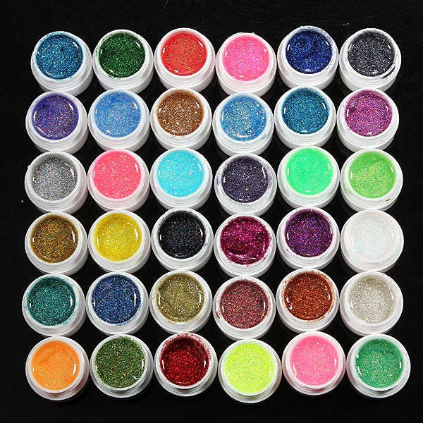 36 Glitter Color UV Nail Gel Set
