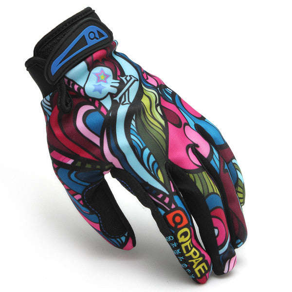 Motorcycle Skeleton Bone Bike Gloves - Red / XL