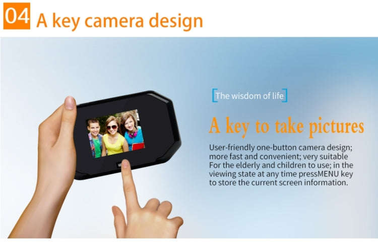 YB-30BH 3 inch Screen 1.0MP Security Camera Taking Picture Door Peephole, Support TF Card(Black)