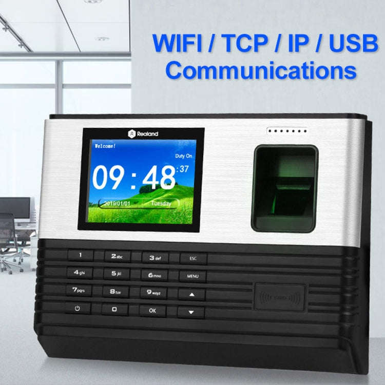Realand AL355+ Fingerprint Time Attendance with 2.8 inch Color Screen & ID Card Function & WiFi &...