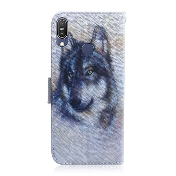 White Wolf Pattern Coloured Drawing Horizontal Flip Leather Case for Asus Zenfone Max Pro (M1) ZB...