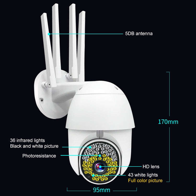 QX38 1080P WiFi High-definition Surveillance Camera Outdoor Dome Camera, Support Night Vision & T...