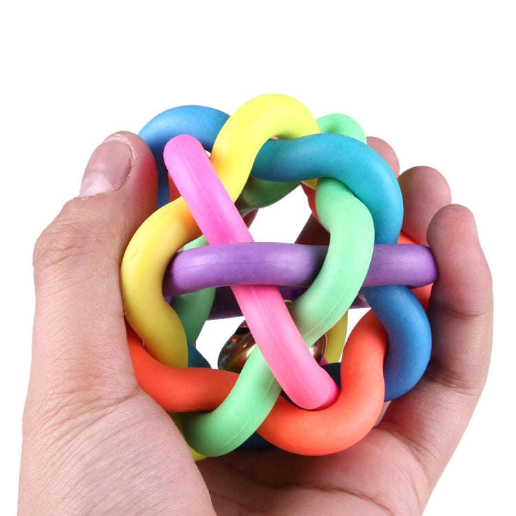 Fun Colorful Weave Style Bell Ball Pet Toy, Size: S (6.5*6.5*6.5cm)