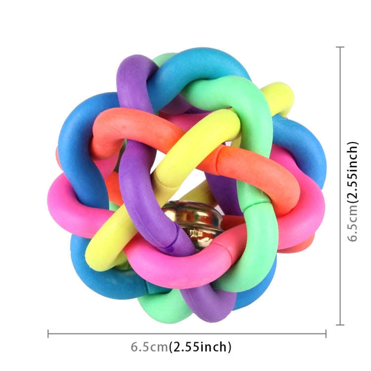 Fun Colorful Weave Style Bell Ball Pet Toy, Size: S (6.5*6.5*6.5cm)