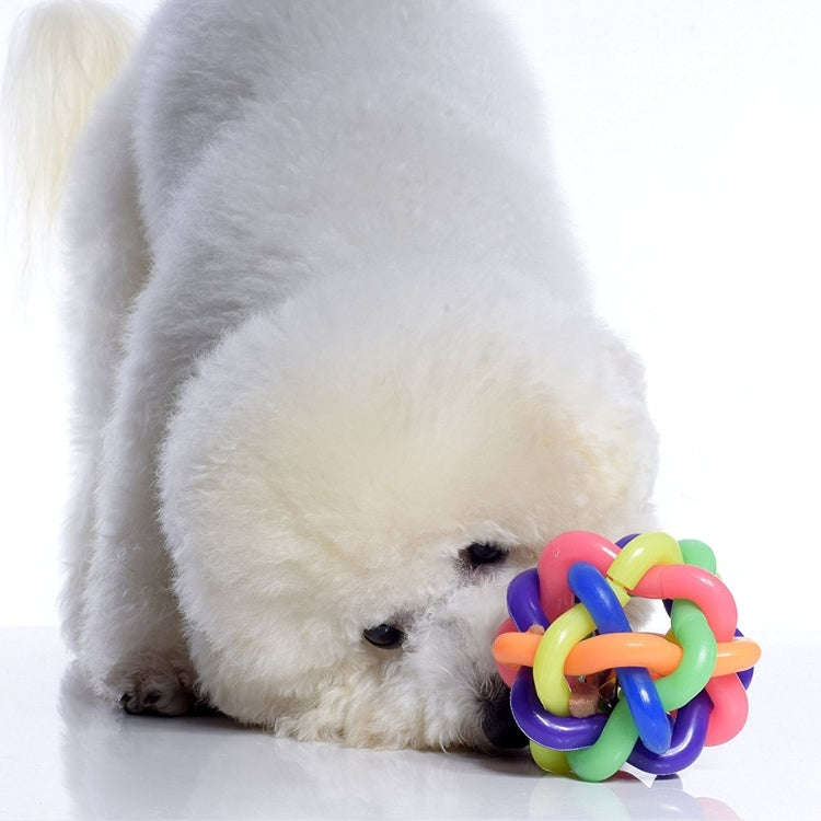 Fun Colorful Weave Style Bell Ball Pet Toy, Size: S (6.5*6.5*6.5cm)