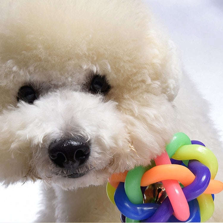 Fun Colorful Weave Style Bell Ball Pet Toy, Size: S (6.5*6.5*6.5cm)