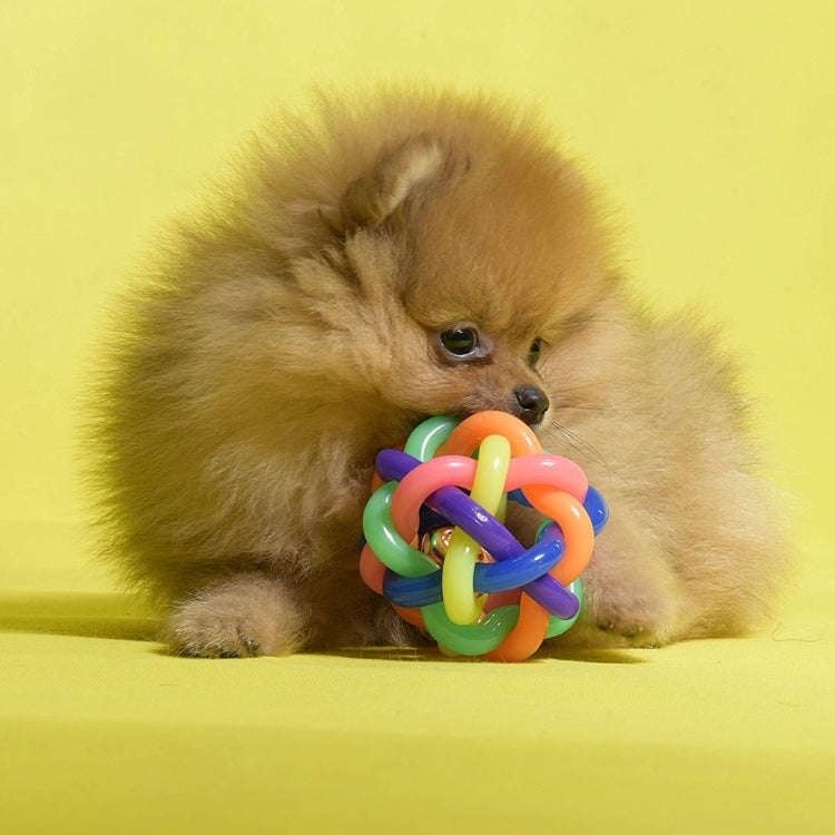 Fun Colorful Weave Style Bell Ball Pet Toy, Size: S (6.5*6.5*6.5cm)