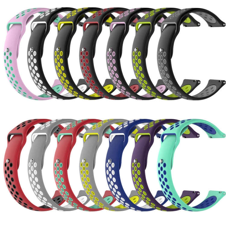 Double Color Watch Band for Galaxy S3 Ticwatch Pro(Coral Red + Mint Green)