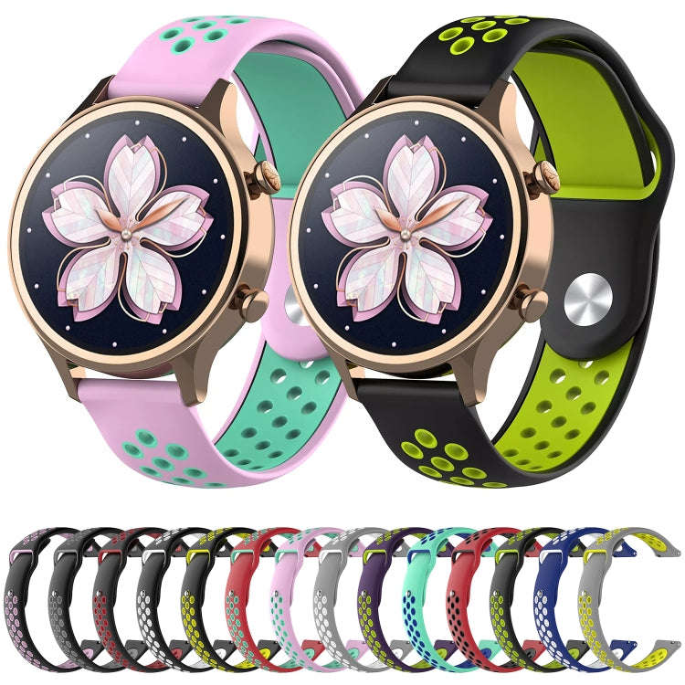 Double Color Watch Band for Galaxy S3 Ticwatch Pro(Coral Red + Mint Green)
