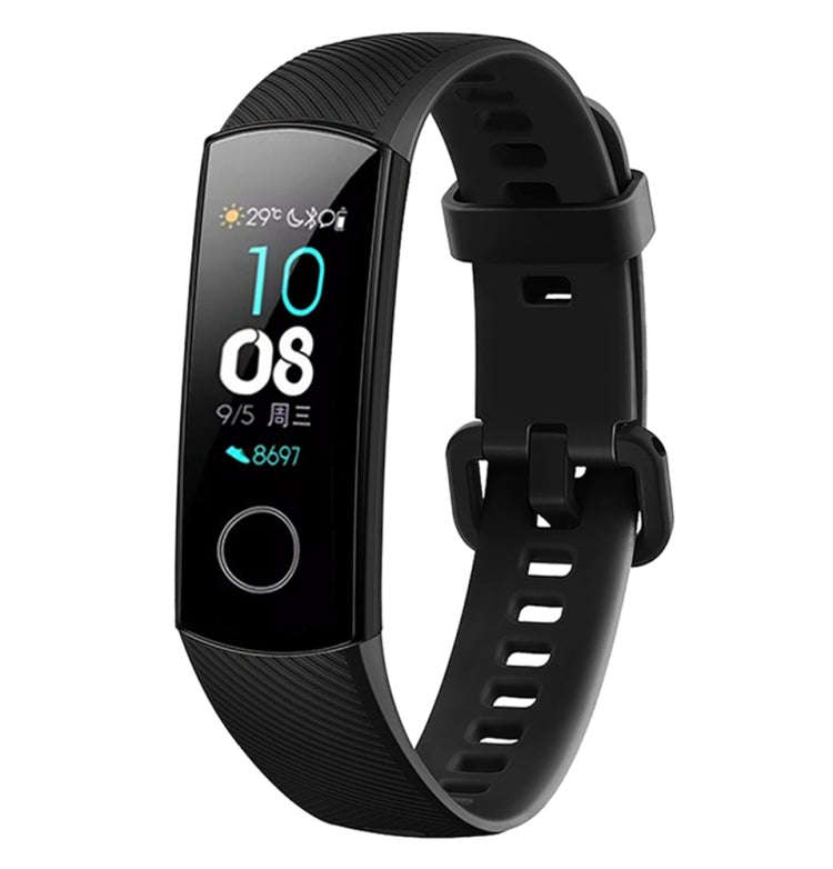 Solid Color Silicone Watch Band for Huawei Honor Band 4(Black)