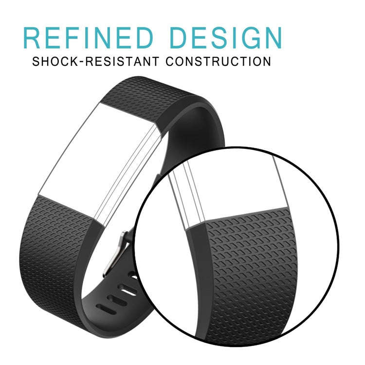 Square Pattern Adjustable Sport Watch Band for FITBIT Charge 2, Size: S, 10.5x8.5cm(Black)
