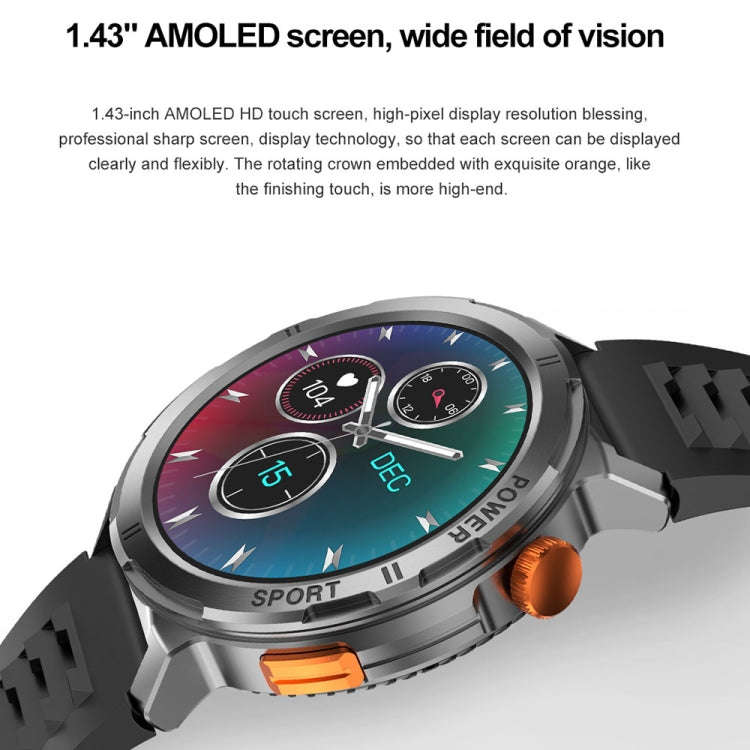 M52 1.43 inch Screen IP68 Waterproof Smart Watch, Support Bluetooth Call / Heart Rate (Silver)