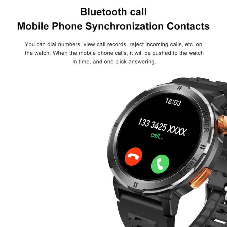 M52 1.43 inch Screen IP68 Waterproof Smart Watch, Support Bluetooth Call / Heart Rate (Silver)