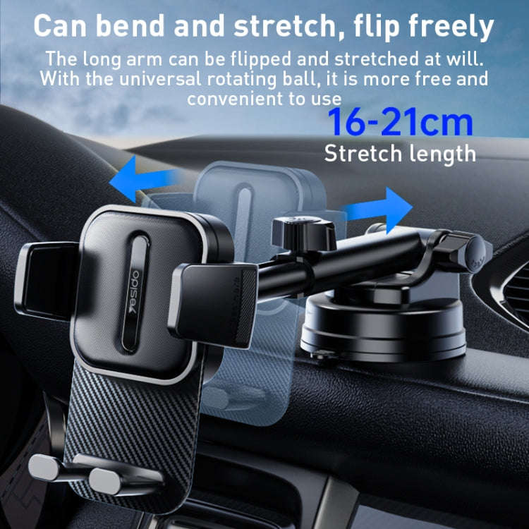 Yesido C174 Suction Cup Type Telescopic Car Phone Holder (Black)
