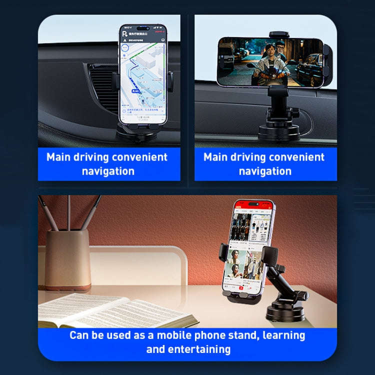 Yesido C174 Suction Cup Type Telescopic Car Phone Holder (Black)