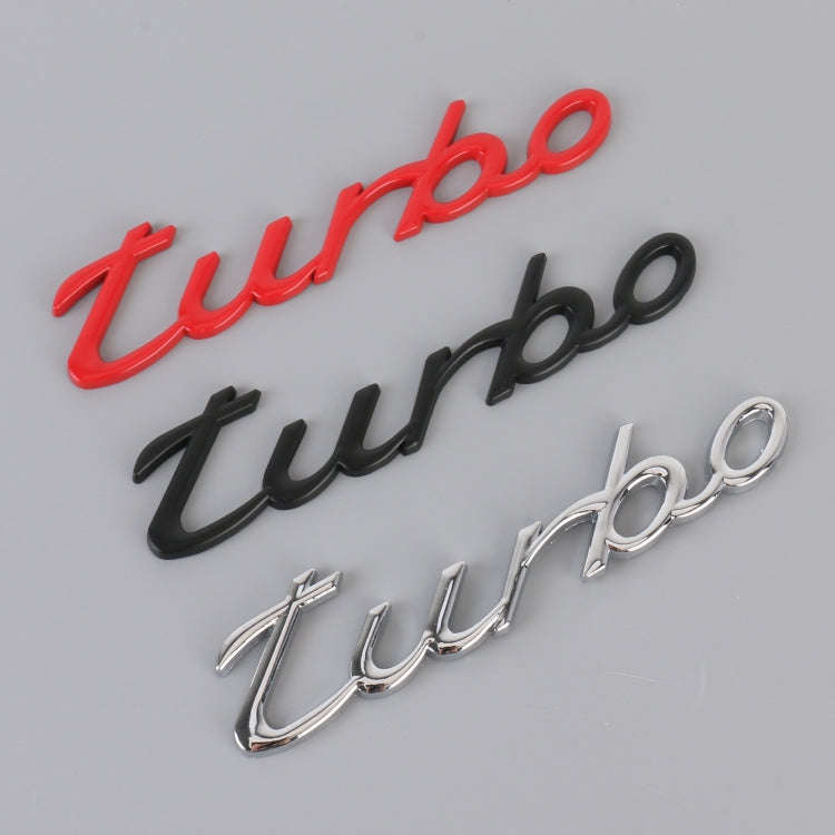 Car TURBO Personalized Aluminum Alloy Decorative Stickers, Size: 13x3x0.3cm (Black)