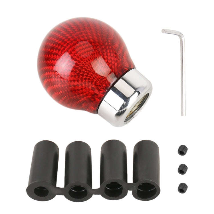 Car Carbon Fiber Pattern Gear Shift Knob Round Modified Gear Shift Head (Red)