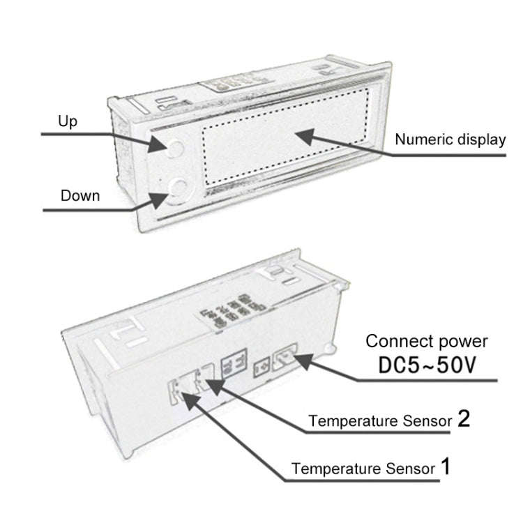 3 in 1 DC5-50V Car High-precision Electronic LED Luminous Clock + Thermometer + Voltmeter (Blue)