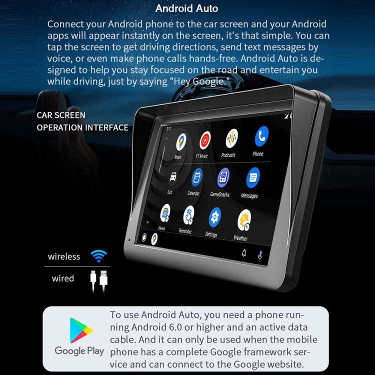 B5300 7 inch Wireless CarPlay Car Bluetooth MP5 Player, Support Mobile Phone Interconnection with...